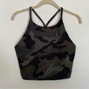 Old Navy Active Powersoft Cropped Longline Sports Bra Top Light Support Camo L